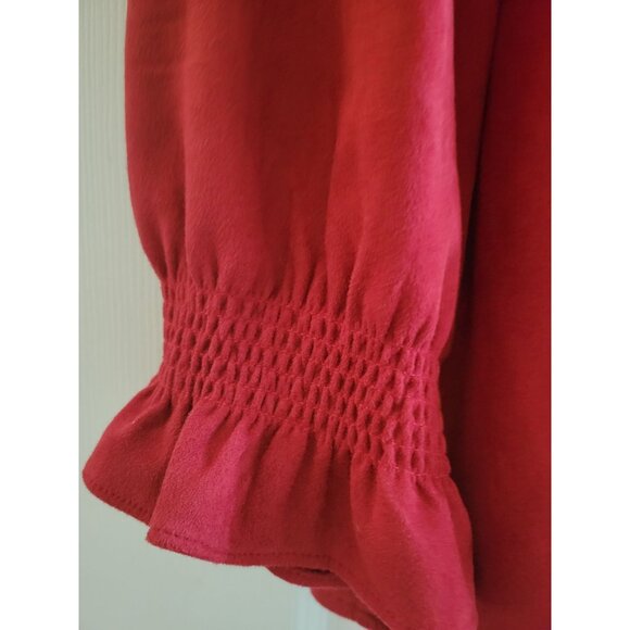 Tuckernuck Womens Red Faux Suede blouse Top size Large flowy Feminine - Picture 3 of 7